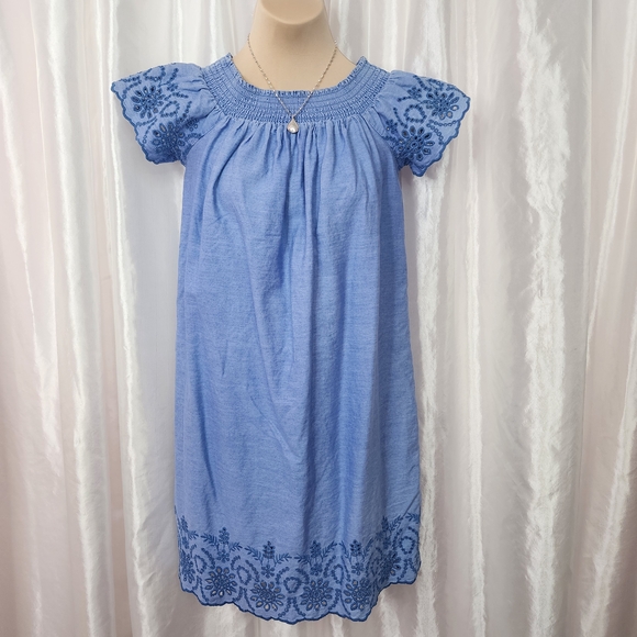 Old Navy Dresses & Skirts - Old Navy Blue Embroidered On Or Off Shoulder Dress | Size Small